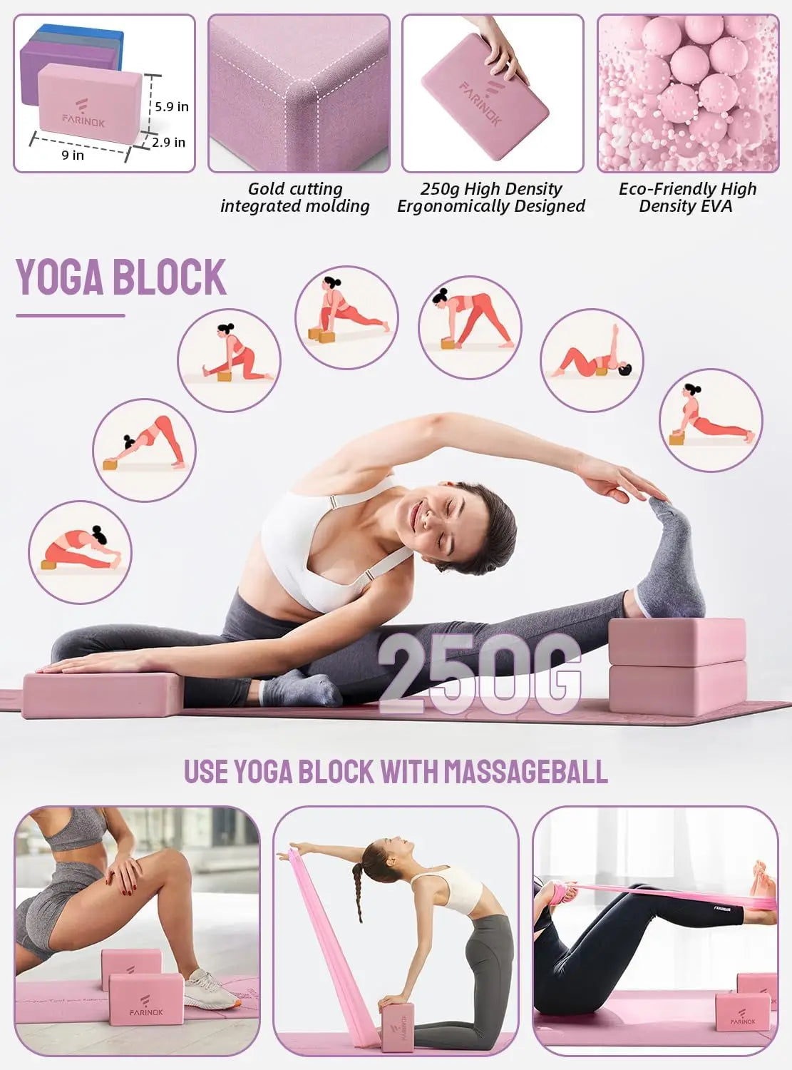 Thick Yoga Mat Set for Beginners with Blocks, Resistance Band, Door Anchor & Bag