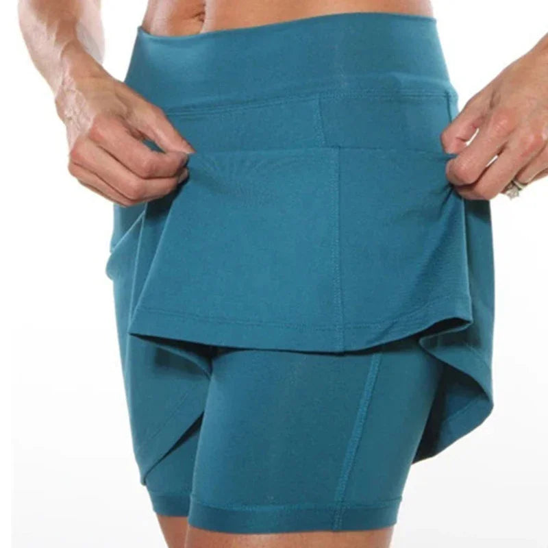Women's fashion sports skirt, solid color anti-light culottes, running tennis golf shorts, breathable pocket shortsJV