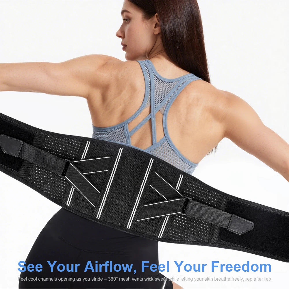 4-Stay Back Brace for Immediate Pain Relief - Adjustable Lumbar Support Belt for Herniated Disc -Breathable Design for Men Women